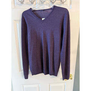 NWTs men's Gap purple V-neck sweater 100% extra fine merino wool size S